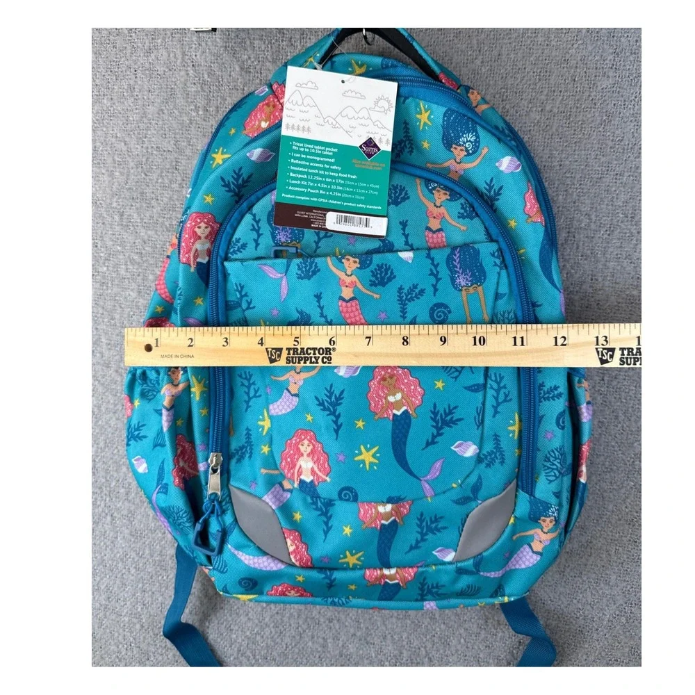 New Crckt Mermaid 3 Piece Backpack Lunch Kit Accessory Pouch Kids School Set NWT